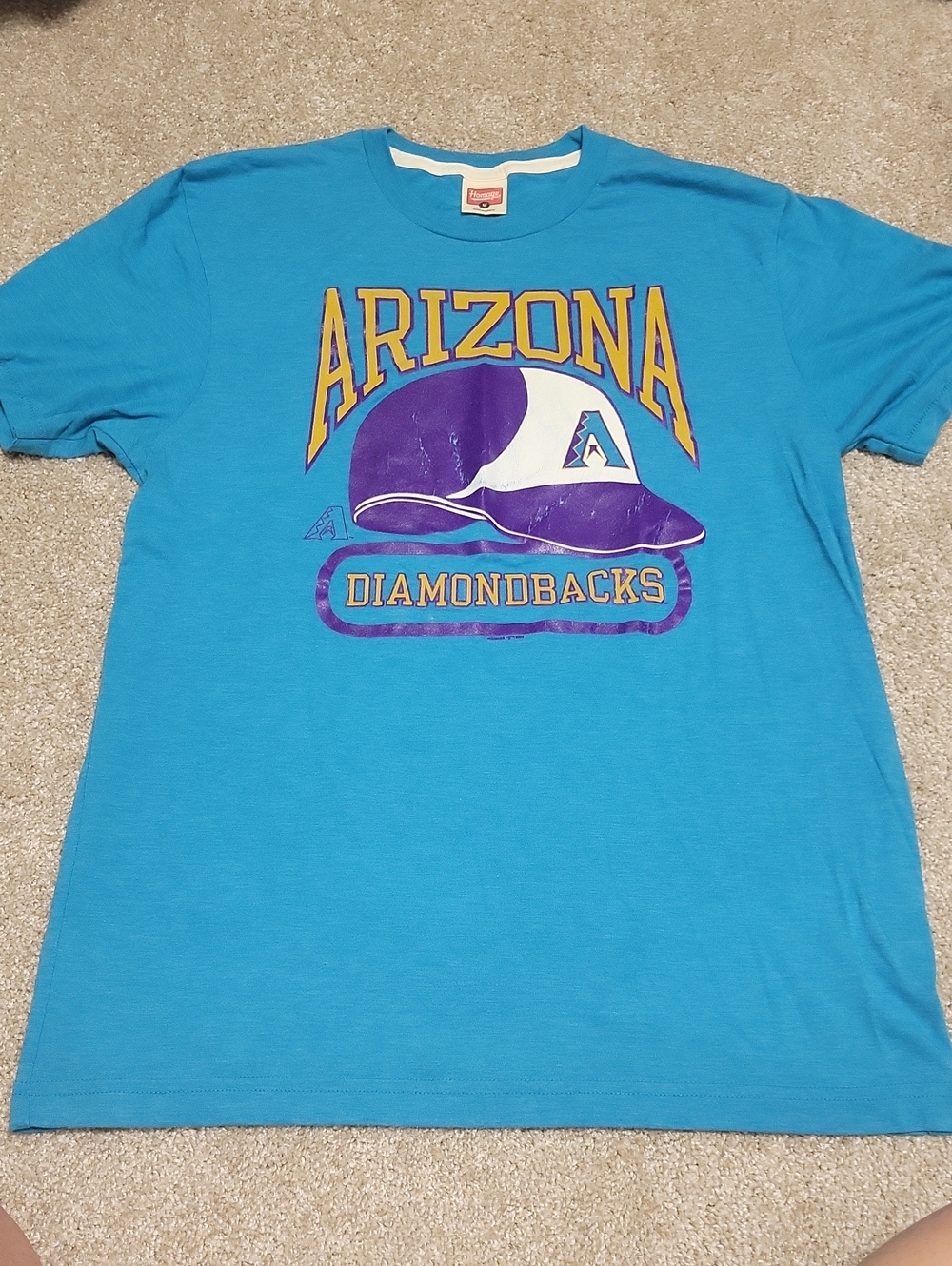 HOMAGE Turquoise Arizona Diamondbacks Graphic Tee with Purple and Yellow Accents